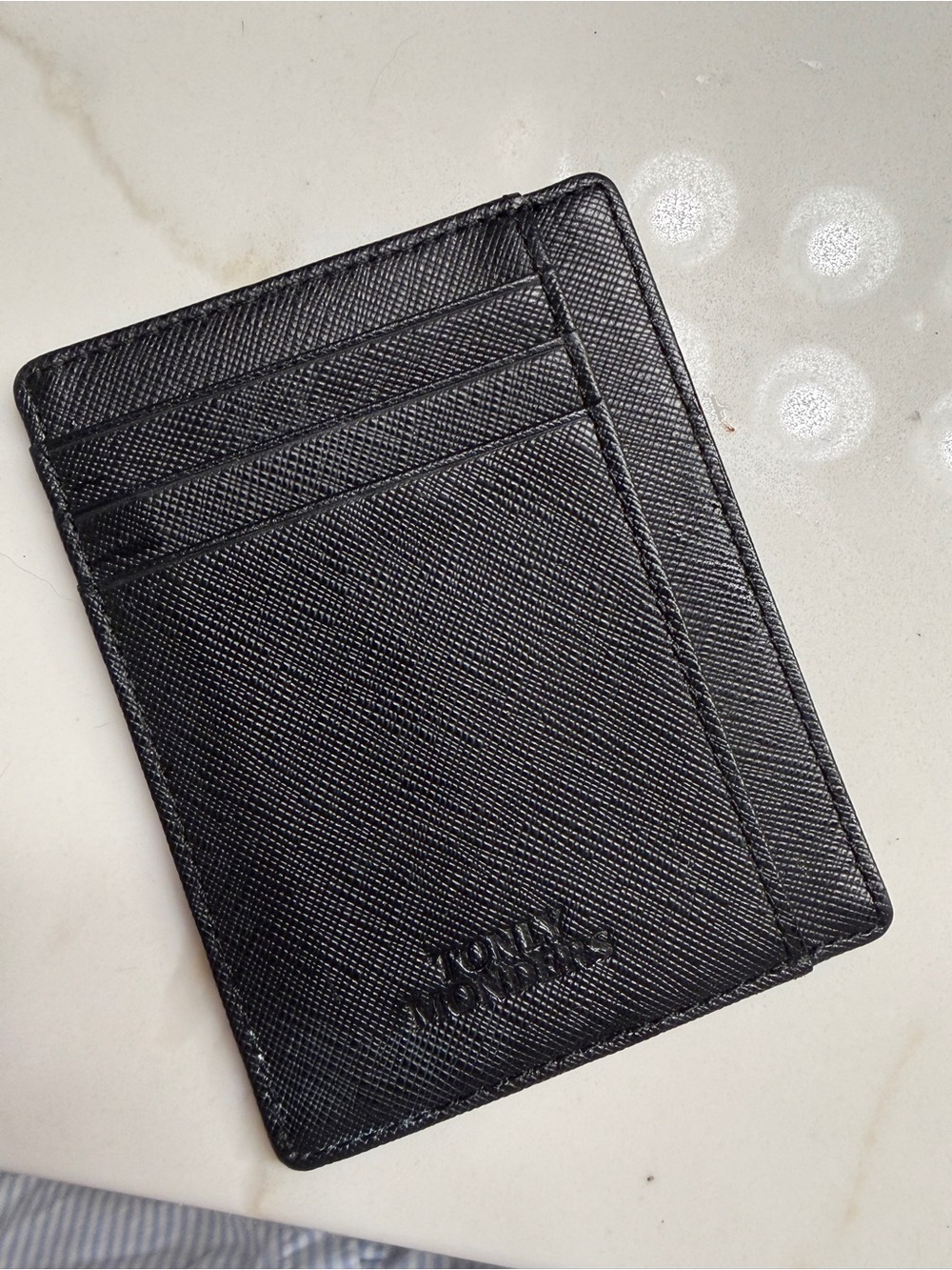 Black Leather Card Holder Sleeve